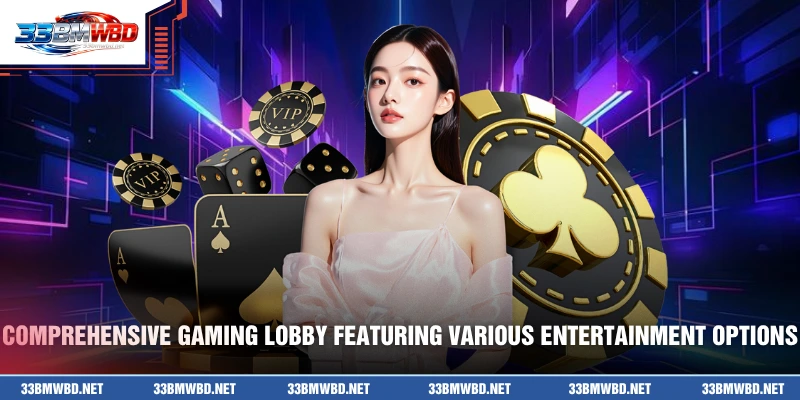 Comprehensive gaming lobby featuring various entertainment options