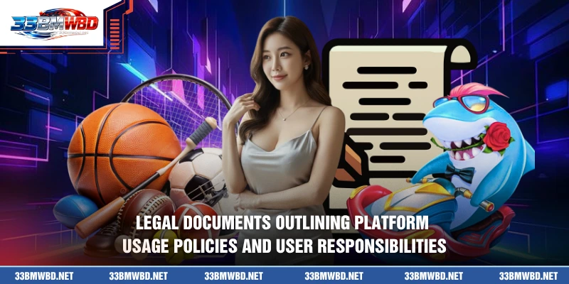 Legal documents outlining platform usage policies and user responsibilities